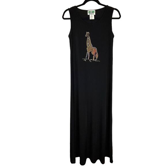 Vintage Black CoConut Bay Giraffe Maxi Dress - Size Small - Picture 2 of 10